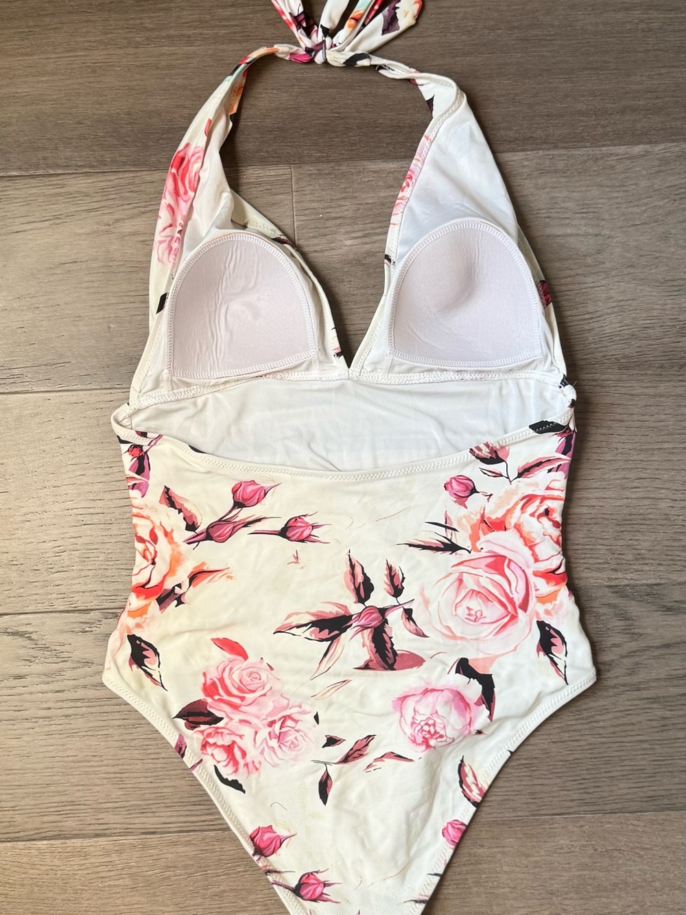 Cupshe Bold Floral & Stripe Halter Tummy Control One Piece Swimsuit Sz M - Picture 3 of 8